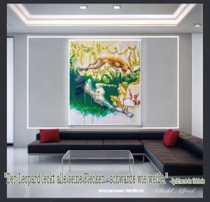 Der Leopard leckt im Raum